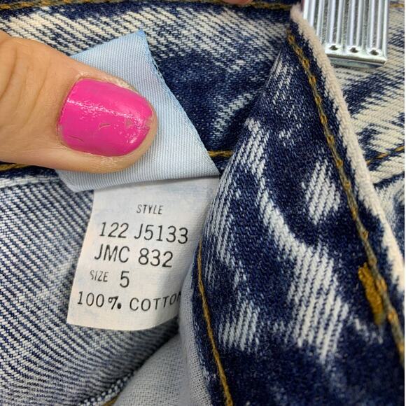 Vintage Women's Sz 24" 80's Tapered Leg Acid Wash Jean Ankle Zip Blue High Waist - Picture 7 of 9